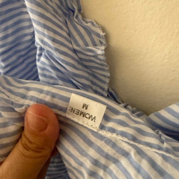 Elegant Blue Striped Midi Dress nautical preppy sun dress summer spring - Picture 4 of 4